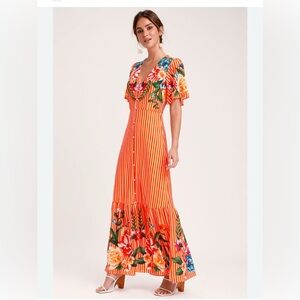 Floral Orange Maxi Dress